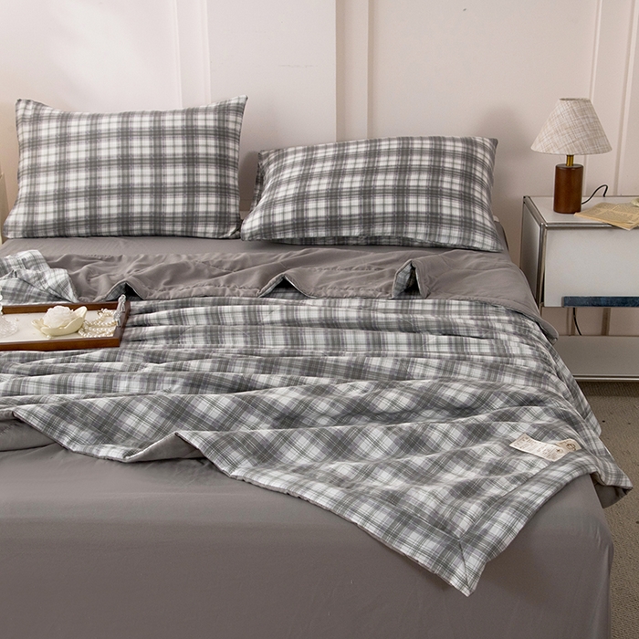 91家纺网 家纺一手货源 找家纺 禹祥家纺 2026新款水洗棉A类100%新疆棉花填充夏被可机洗空调被夏凉被学生被被子被芯 艾琳-灰