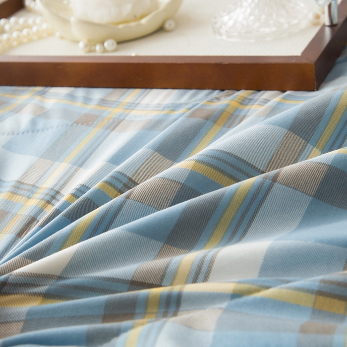 91家纺网 家纺一手货源 找家纺 禹祥家纺 2026新款水洗棉A类100%新疆棉花填充夏被可机洗空调被夏凉被学生被被子被芯 雅致格-蓝