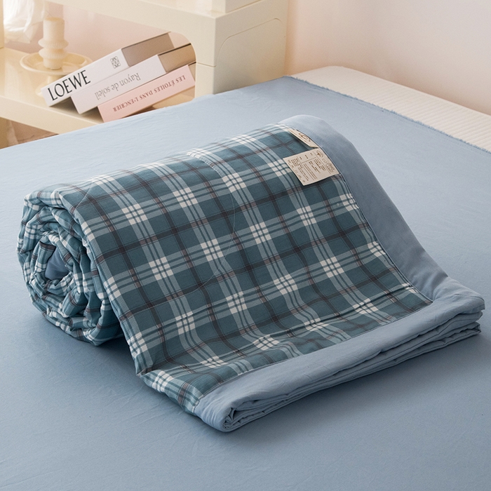 91家纺网 家纺一手货源 找家纺 禹祥家纺 2026新款水洗棉A类100%新疆棉花填充夏被可机洗空调被夏凉被学生被被子被芯 沃格-蓝