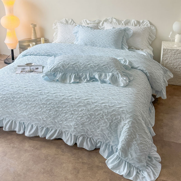 91家纺网 家纺一手货源 找家纺 （总）豪美鑫 2026新款立体浮雕提花四件套 叶语系列