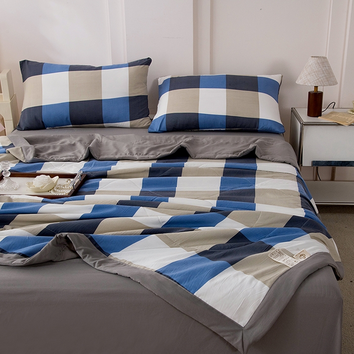 91家纺网 家纺一手货源 找家纺 禹祥家纺 2026新款水洗棉A类100%新疆棉花填充夏被可机洗空调被夏凉被学生被被子被芯 烟灰大格