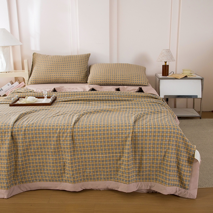 91家纺网 家纺一手货源 找家纺 禹祥家纺 2026新款水洗棉A类100%新疆棉花填充夏被可机洗空调被夏凉被学生被被子被芯 春野-咖