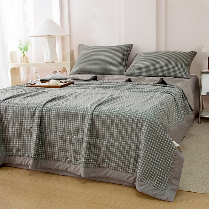 91家纺网 家纺一手货源 找家纺 禹祥家纺 2026新款水洗棉A类100%新疆棉花填充夏被可机洗空调被夏凉被学生被被子被芯 悉尼-灰