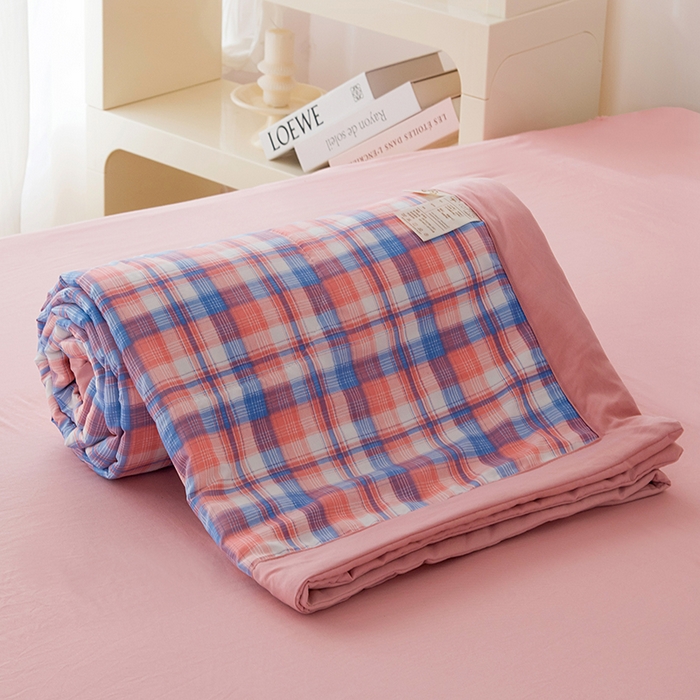 91家纺网 家纺一手货源 找家纺 禹祥家纺 2026新款水洗棉A类100%新疆棉花填充夏被可机洗空调被夏凉被学生被被子被芯 清新格-玉