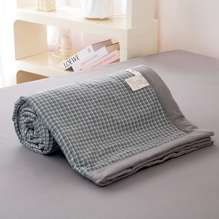 91家纺网 家纺一手货源 找家纺 禹祥家纺 2026新款水洗棉A类100%新疆棉花填充夏被可机洗空调被夏凉被学生被被子被芯 悉尼-灰