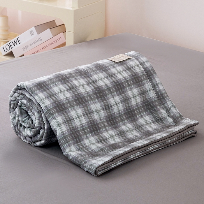 91家纺网 家纺一手货源 找家纺 禹祥家纺 2026新款水洗棉A类100%新疆棉花填充夏被可机洗空调被夏凉被学生被被子被芯 艾琳-灰