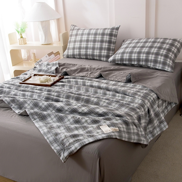 91家纺网 家纺一手货源 找家纺 禹祥家纺 2026新款水洗棉A类100%新疆棉花填充夏被可机洗空调被夏凉被学生被被子被芯 艾琳-灰