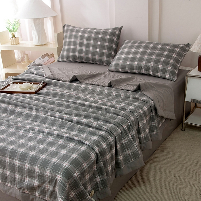 91家纺网 家纺一手货源 找家纺 禹祥家纺 2026新款水洗棉A类100%新疆棉花填充夏被可机洗空调被夏凉被学生被被子被芯 里约-灰