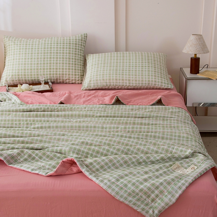 91家纺网 家纺一手货源 找家纺 禹祥家纺 2026新款水洗棉A类100%新疆棉花填充夏被可机洗空调被夏凉被学生被被子被芯 爱莎-绿