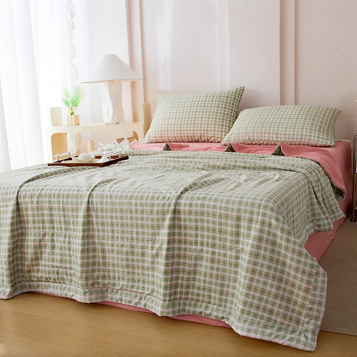 91家纺网 家纺一手货源 找家纺 禹祥家纺 2026新款水洗棉A类100%新疆棉花填充夏被可机洗空调被夏凉被学生被被子被芯 爱莎-绿