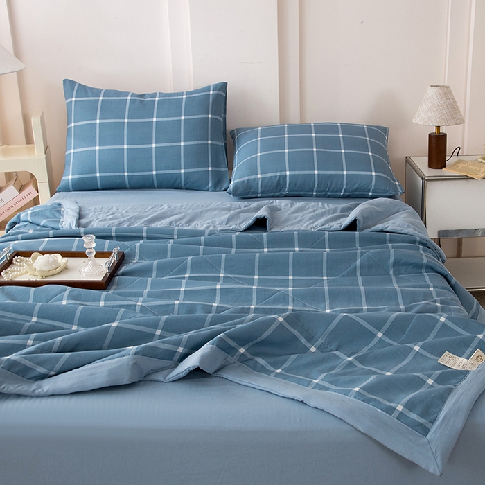 91家纺网 家纺一手货源 找家纺 禹祥家纺 2026新款水洗棉A类100%新疆棉花填充夏被可机洗空调被夏凉被学生被被子被芯 布丁大格