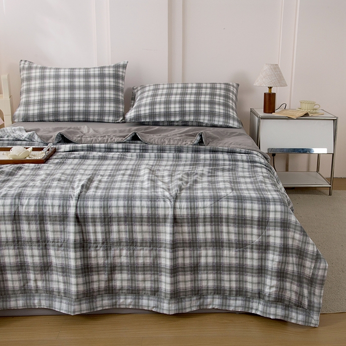 91家纺网 家纺一手货源 找家纺 禹祥家纺 2026新款水洗棉A类100%新疆棉花填充夏被可机洗空调被夏凉被学生被被子被芯 艾琳-灰