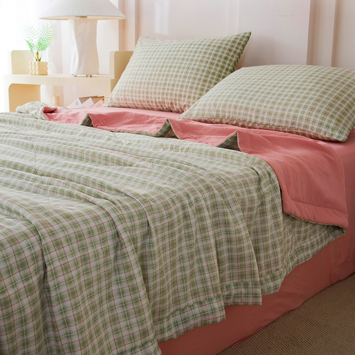 91家纺网 家纺一手货源 找家纺 禹祥家纺 2026新款水洗棉A类100%新疆棉花填充夏被可机洗空调被夏凉被学生被被子被芯 爱莎-绿