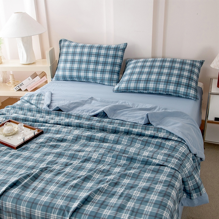 91家纺网 家纺一手货源 找家纺 禹祥家纺 2026新款水洗棉A类100%新疆棉花填充夏被可机洗空调被夏凉被学生被被子被芯 沃格-蓝