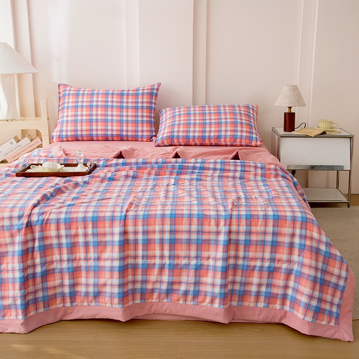 91家纺网 家纺一手货源 找家纺 禹祥家纺 2026新款水洗棉A类100%新疆棉花填充夏被可机洗空调被夏凉被学生被被子被芯 清新格-玉