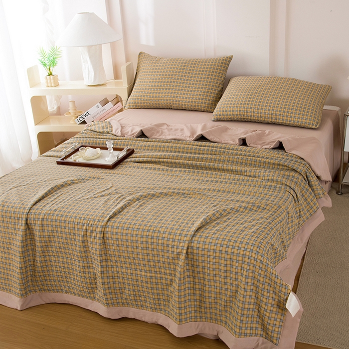 91家纺网 家纺一手货源 找家纺 禹祥家纺 2026新款水洗棉A类100%新疆棉花填充夏被可机洗空调被夏凉被学生被被子被芯 春野-咖