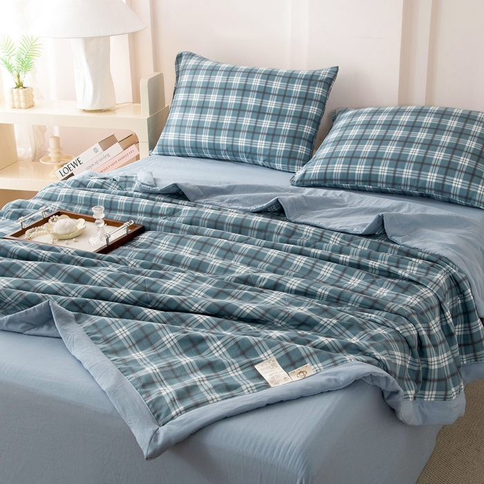 91家纺网 家纺一手货源 找家纺 禹祥家纺 2026新款水洗棉A类100%新疆棉花填充夏被可机洗空调被夏凉被学生被被子被芯 沃格-蓝