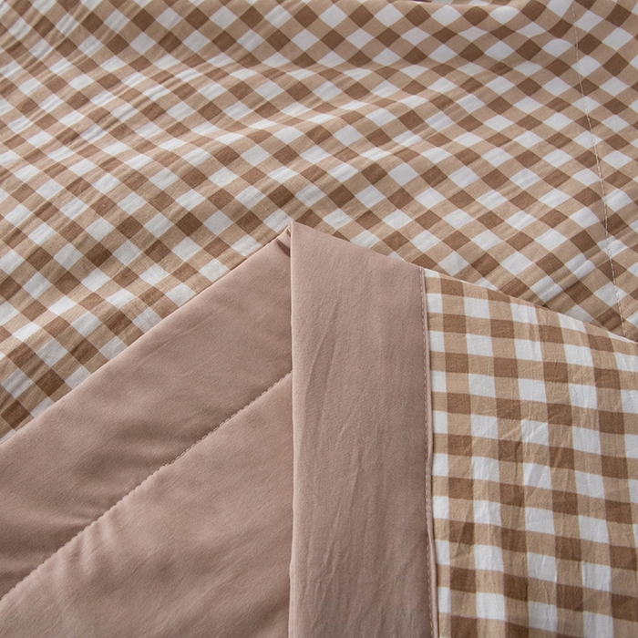 91家纺网 家纺一手货源 找家纺 禹祥家纺 2026新款水洗棉A类100%新疆棉花填充夏被可机洗空调被夏凉被学生被被子被芯 浅米小格