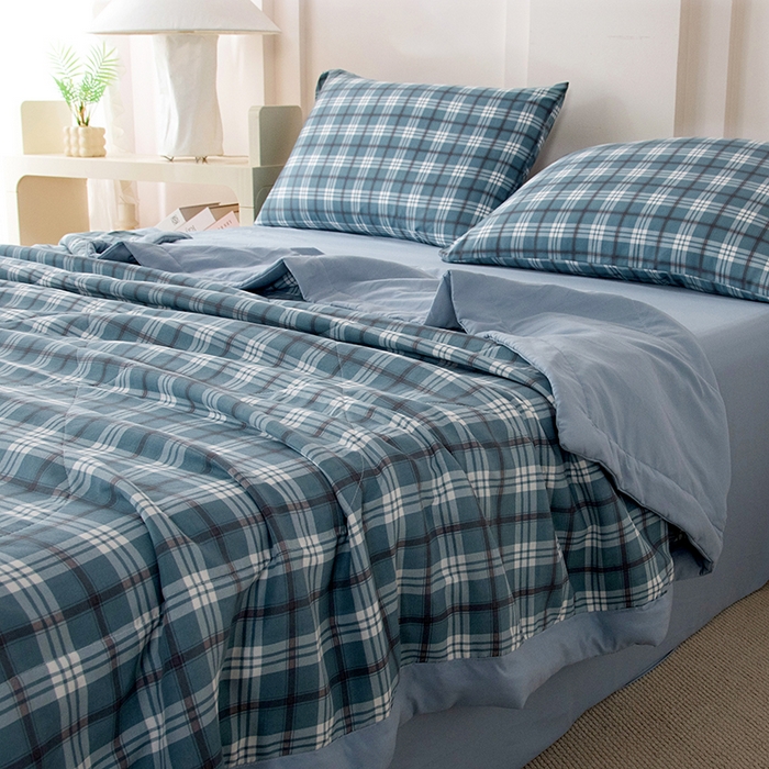 91家纺网 家纺一手货源 找家纺 禹祥家纺 2026新款水洗棉A类100%新疆棉花填充夏被可机洗空调被夏凉被学生被被子被芯 沃格-蓝