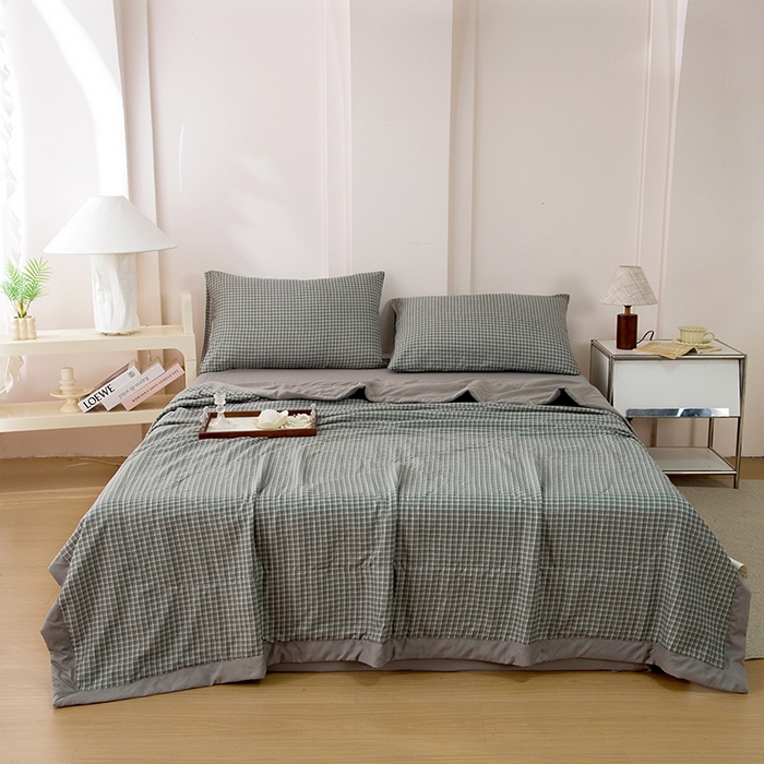 91家纺网 家纺一手货源 找家纺 禹祥家纺 2026新款水洗棉A类100%新疆棉花填充夏被可机洗空调被夏凉被学生被被子被芯 悉尼-灰