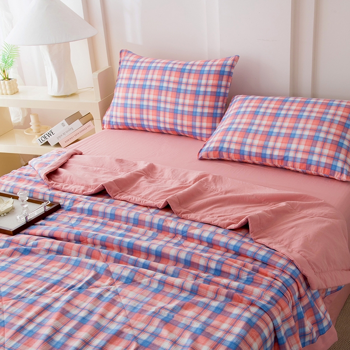 91家纺网 家纺一手货源 找家纺 禹祥家纺 2026新款水洗棉A类100%新疆棉花填充夏被可机洗空调被夏凉被学生被被子被芯 清新格-玉