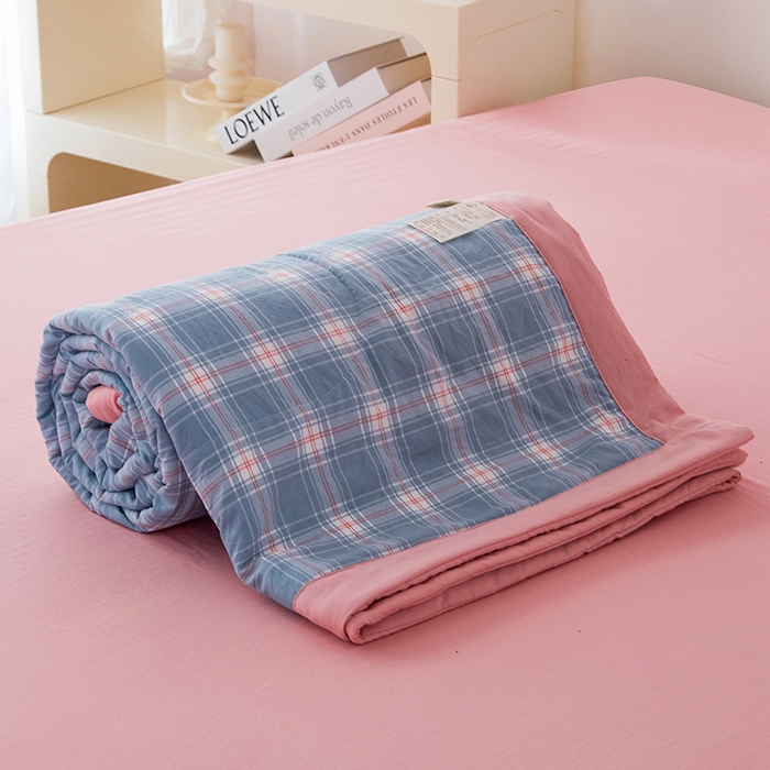 91家纺网 家纺一手货源 找家纺 禹祥家纺 2026新款水洗棉A类100%新疆棉花填充夏被可机洗空调被夏凉被学生被被子被芯 里约-蓝