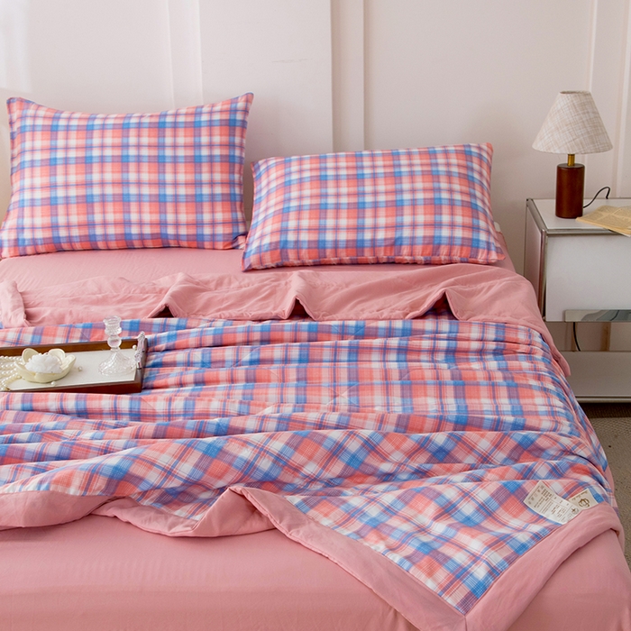 91家纺网 家纺一手货源 找家纺 禹祥家纺 2026新款水洗棉A类100%新疆棉花填充夏被可机洗空调被夏凉被学生被被子被芯 清新格-玉