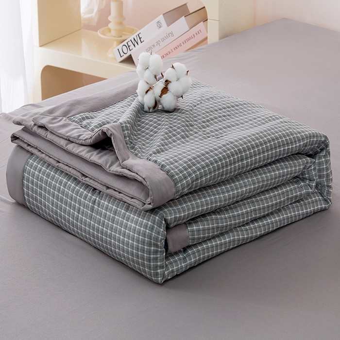 91家纺网 家纺一手货源 找家纺 禹祥家纺 2026新款水洗棉A类100%新疆棉花填充夏被可机洗空调被夏凉被学生被被子被芯 悉尼-灰