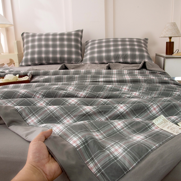 91家纺网 家纺一手货源 找家纺 禹祥家纺 2026新款水洗棉A类100%新疆棉花填充夏被可机洗空调被夏凉被学生被被子被芯 里约-灰