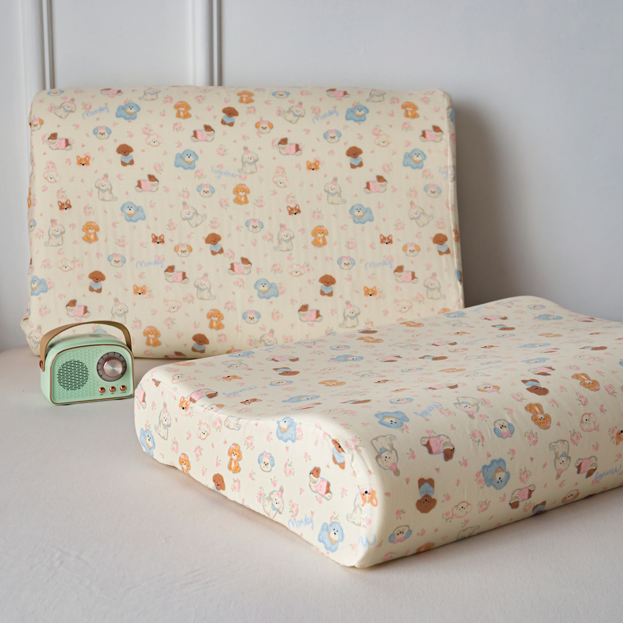 91家纺网 家纺一手货源 找家纺 百寐 2026新款全棉A类双层纱立体乳胶枕套纯棉纱布卡通碎花小清新枕套 立体-小泡芙