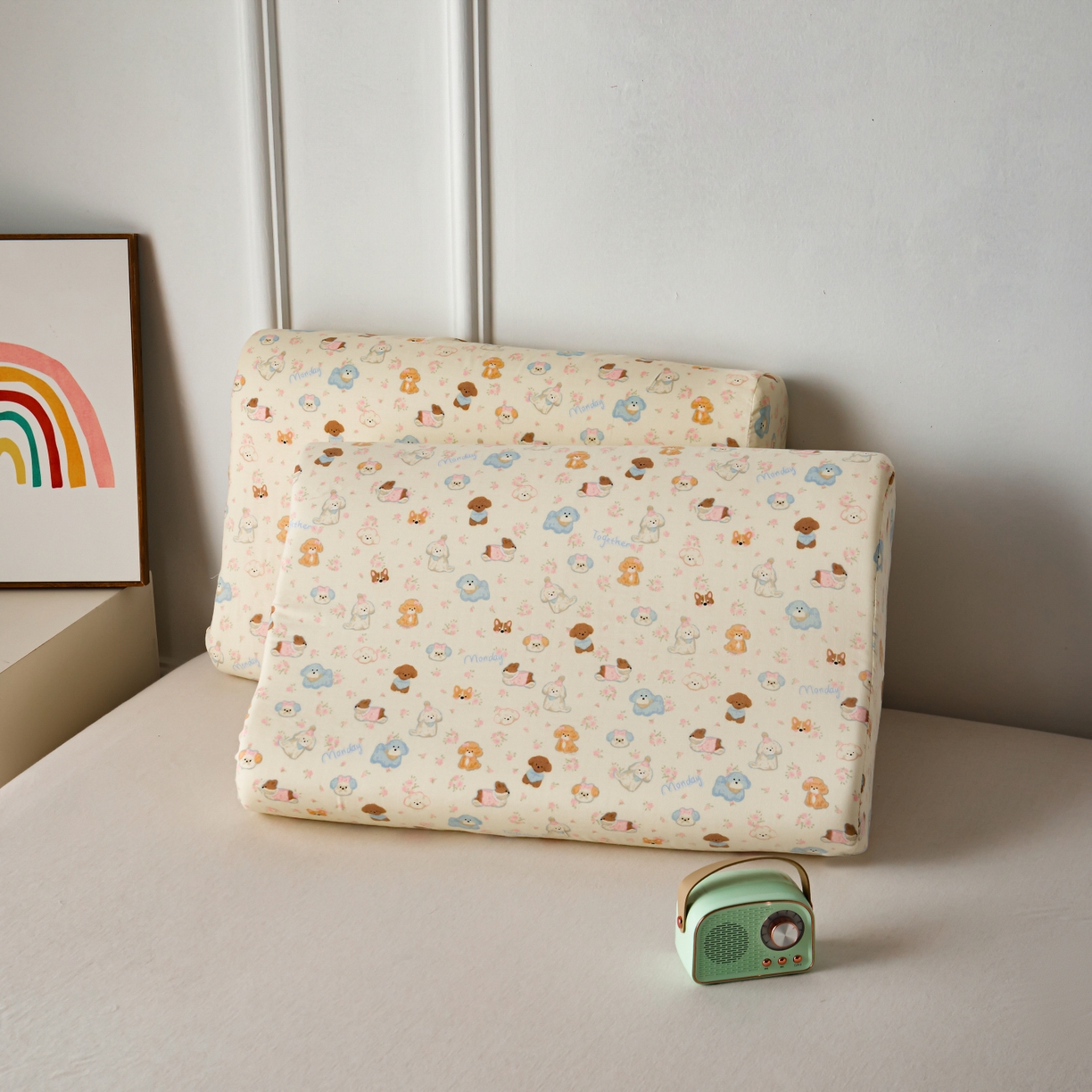 91家纺网 家纺一手货源 找家纺 百寐 2026新款全棉A类双层纱立体乳胶枕套纯棉纱布卡通碎花小清新枕套 立体-小泡芙