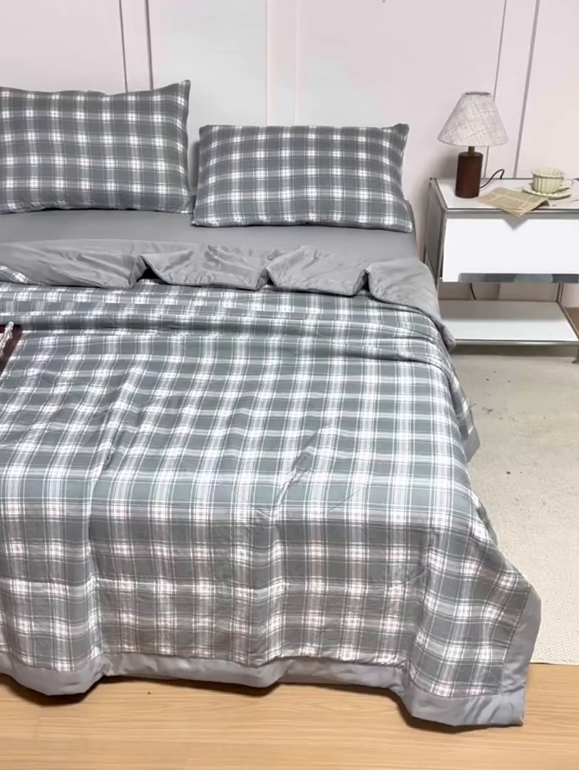 91家纺网 家纺一手货源 找家纺 禹祥家纺 2026新款水洗棉A类100%新疆棉花填充夏被可机洗空调被夏凉被学生被被子被芯 里约-灰