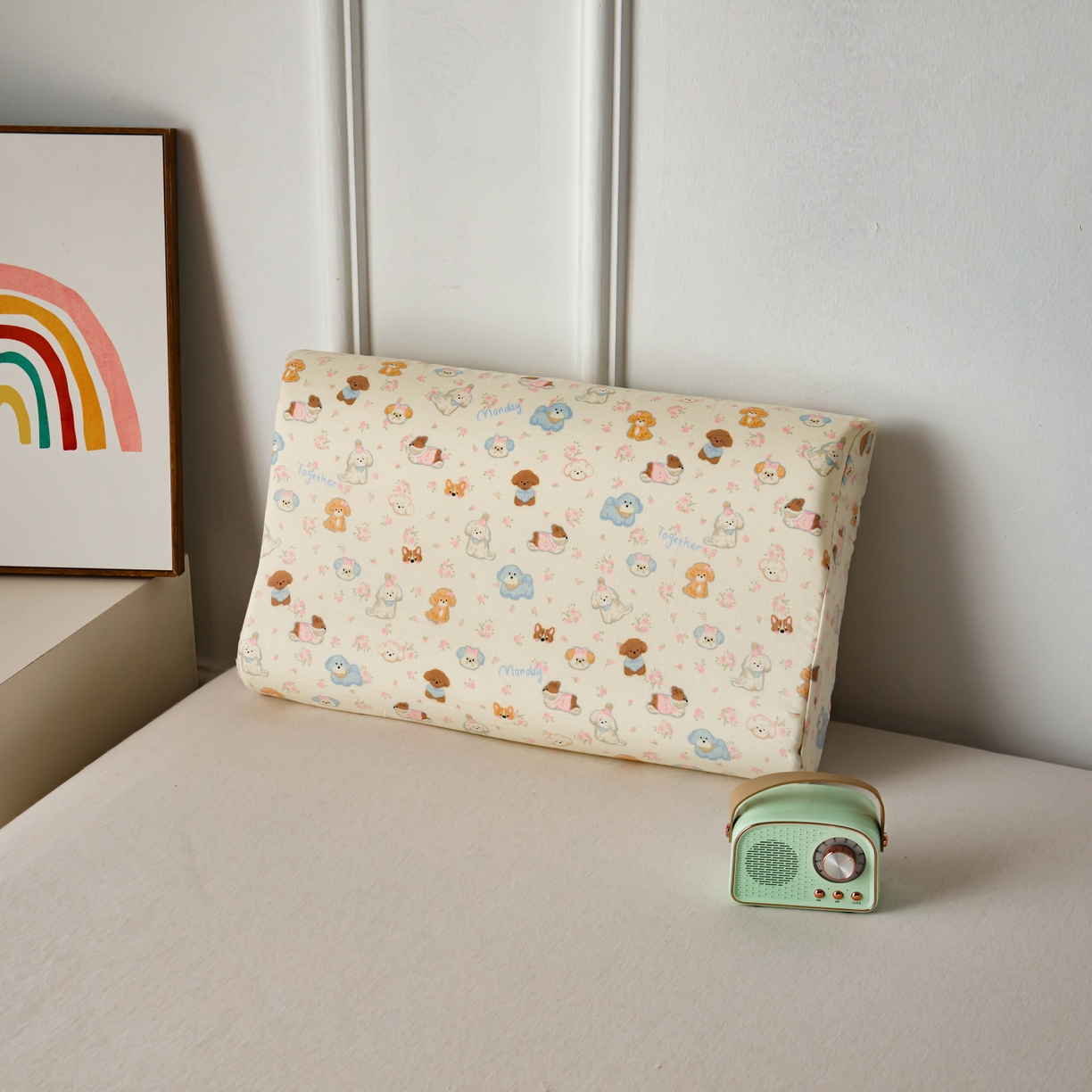 91家纺网 家纺一手货源 找家纺 百寐 2026新款全棉A类双层纱立体乳胶枕套纯棉纱布卡通碎花小清新枕套 立体-小泡芙