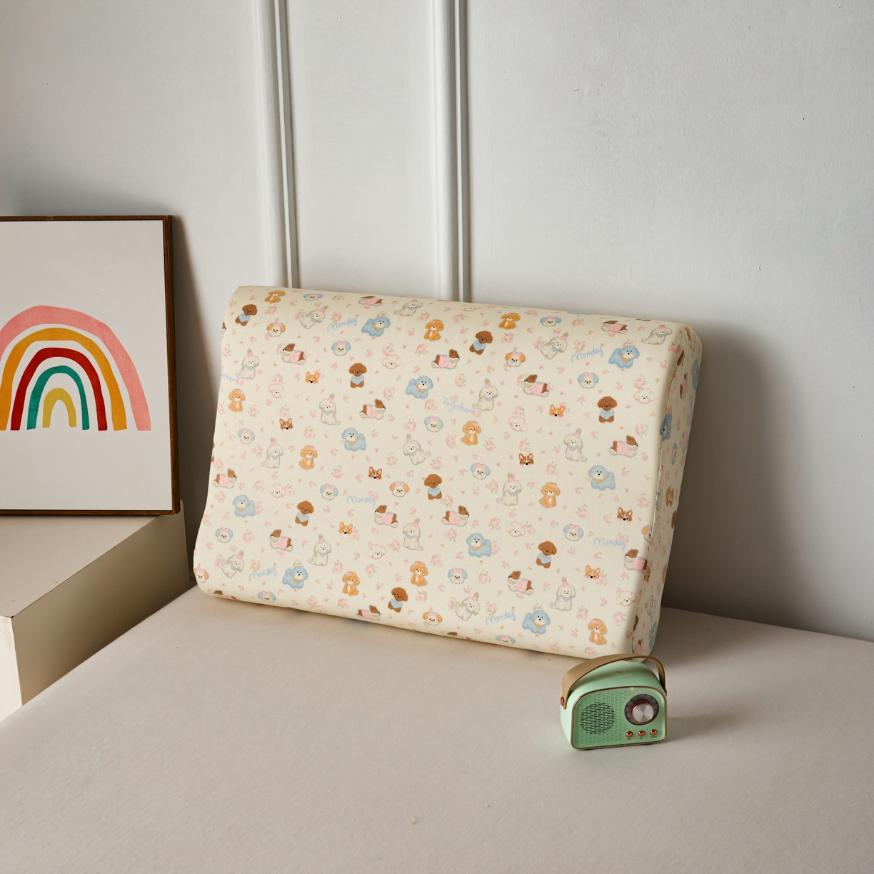 91家纺网 家纺一手货源 找家纺 百寐 2026新款全棉A类双层纱立体乳胶枕套纯棉纱布卡通碎花小清新枕套 立体-小泡芙