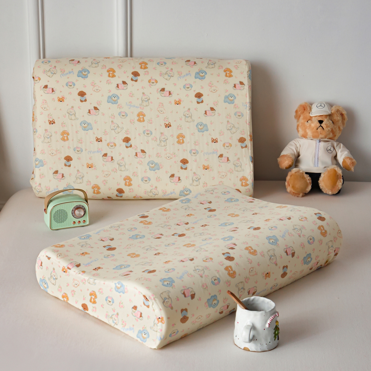 91家纺网 家纺一手货源 找家纺 百寐 2026新款全棉A类双层纱立体乳胶枕套纯棉纱布卡通碎花小清新枕套 立体-小泡芙