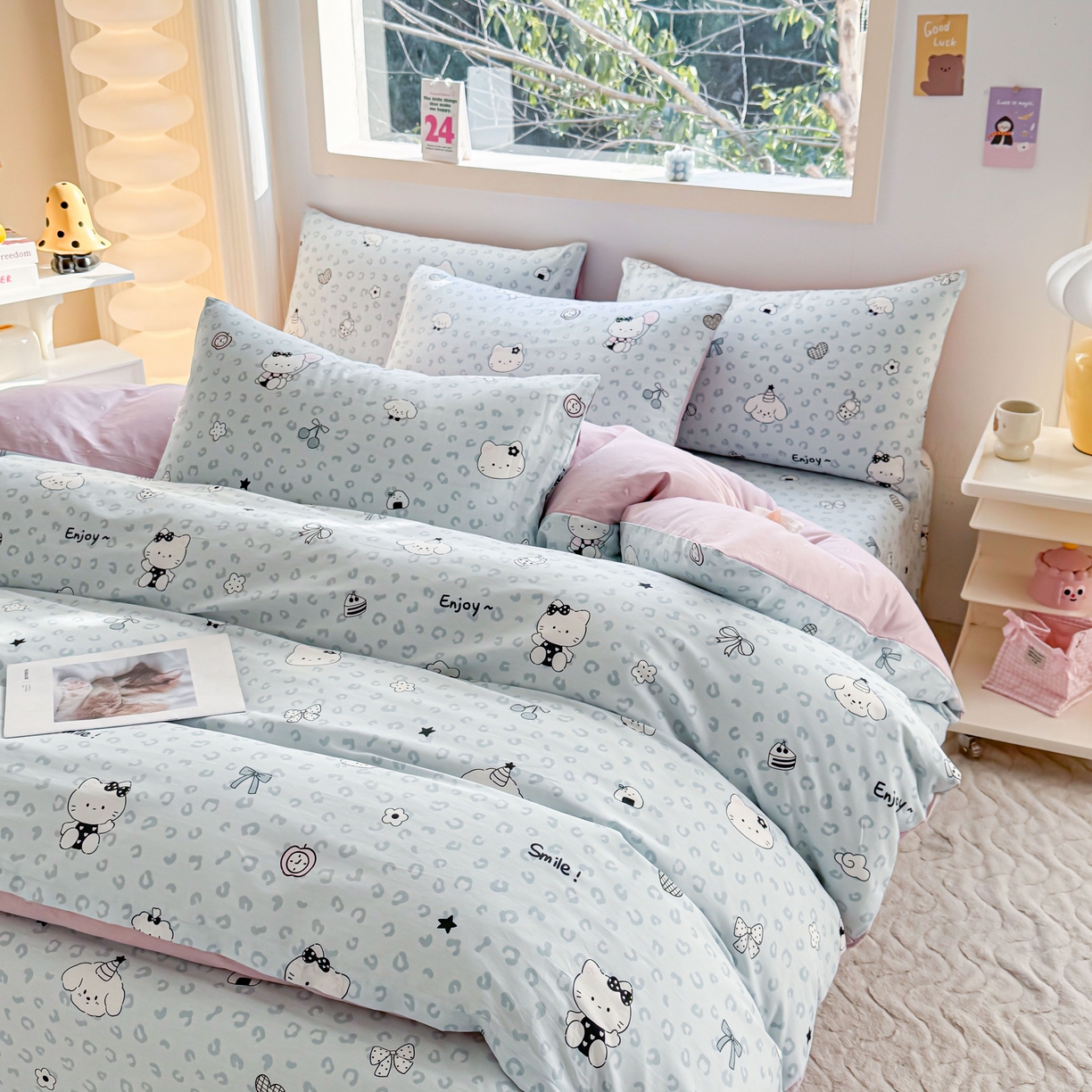 91家纺网 家纺一手货源 找家纺 小蓝孩家纺 2026新款12868全棉纯棉印花四件套（联系商家可打折，尺寸可定制） 豹纹猫咪