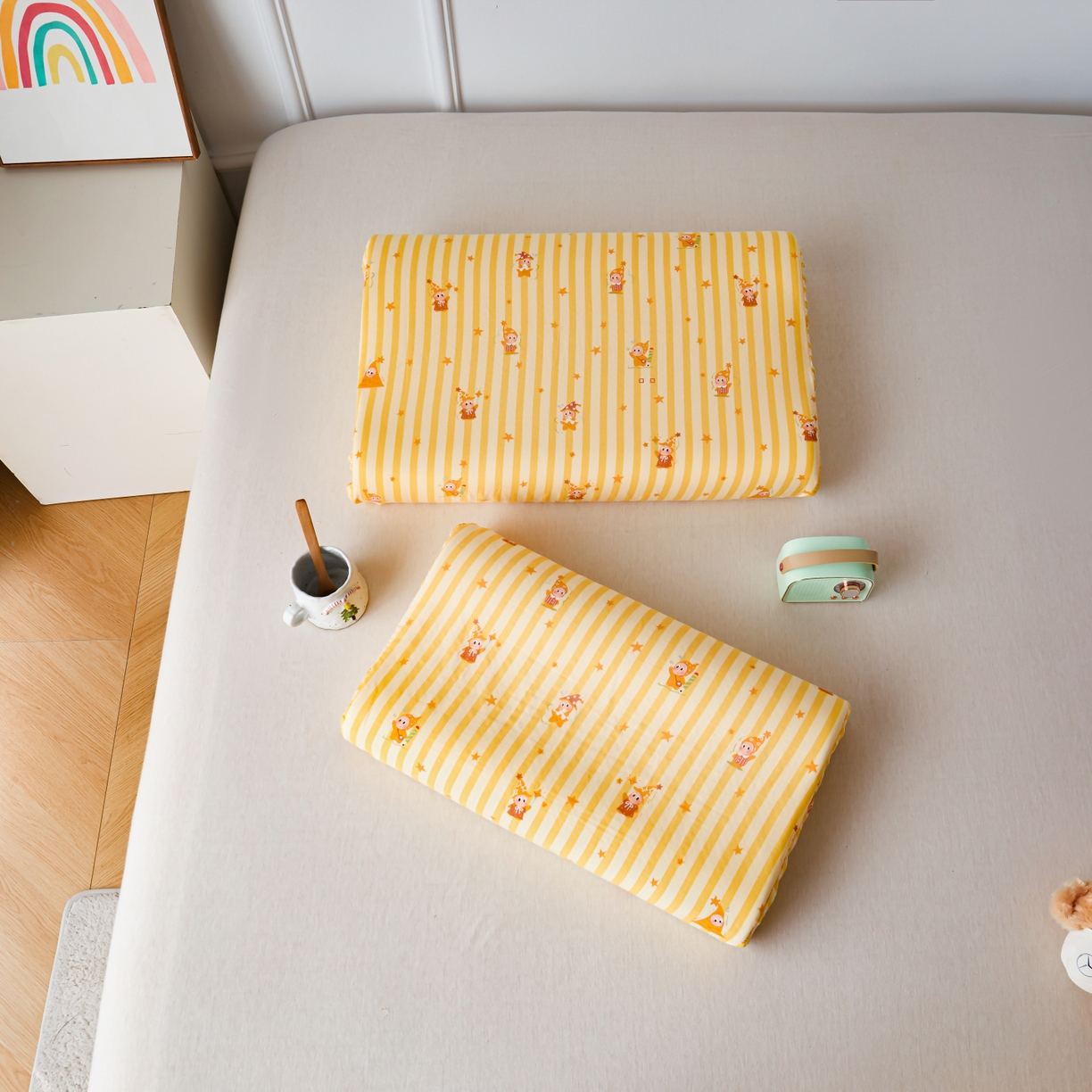 91家纺网 家纺一手货源 找家纺 百寐 2026新款全棉A类双层纱立体乳胶枕套纯棉纱布卡通碎花小清新枕套 立体-星星人