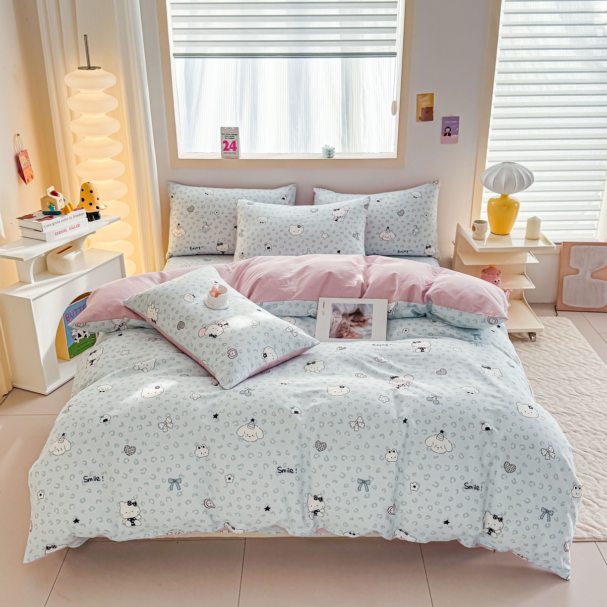 小蓝孩家纺 2026新款12868全棉纯棉印花四件套（联系商家可打折，尺寸可定制） 豹纹猫咪