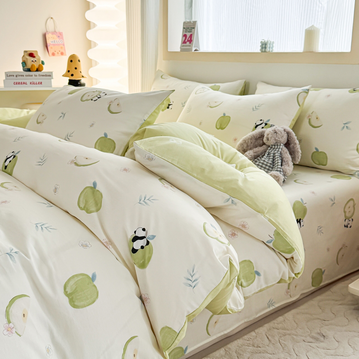 91家纺网 家纺一手货源 找家纺 小蓝孩家纺 2026新款12868全棉纯棉印花四件套（联系商家可打折，尺寸可定制） 果味小森林