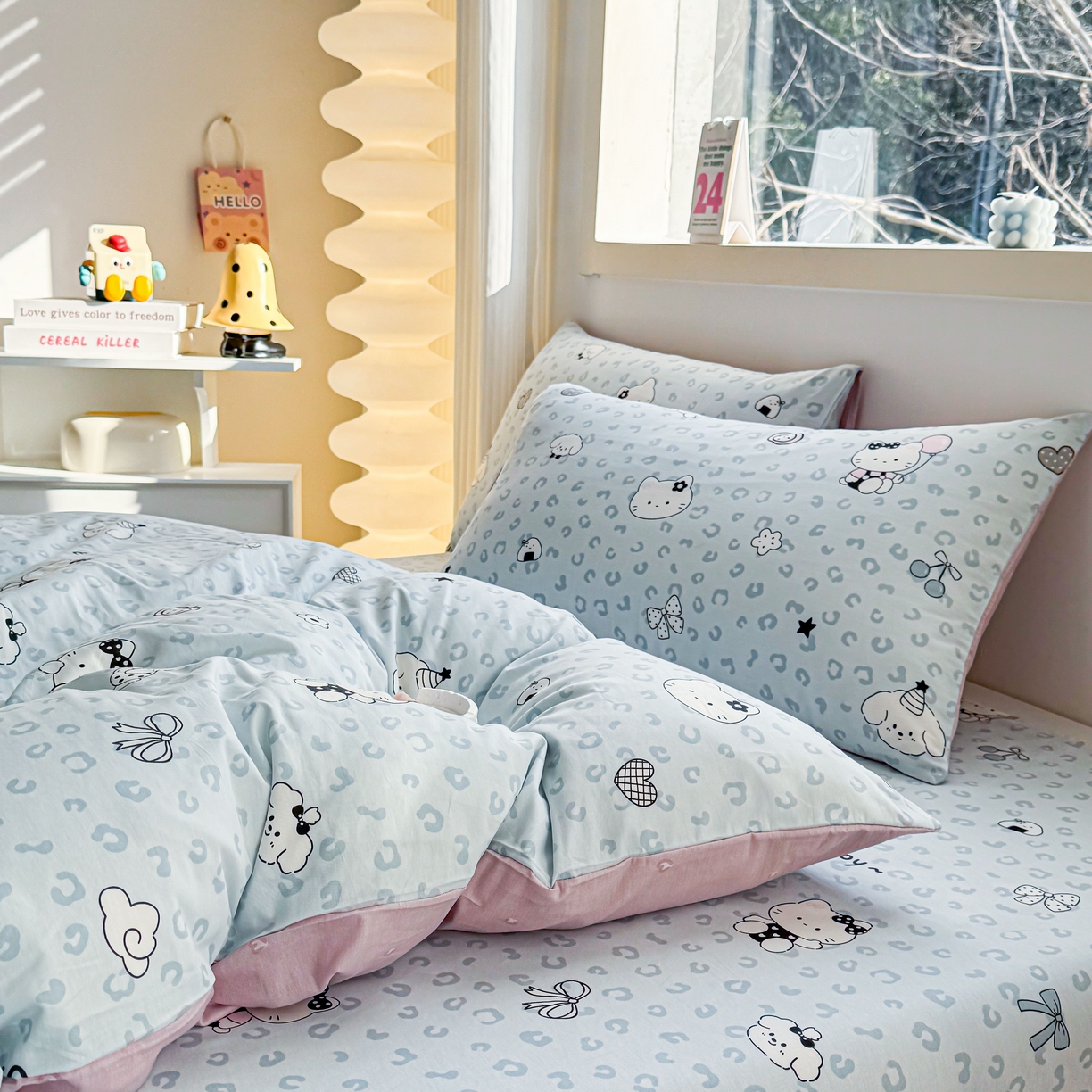 91家纺网 家纺一手货源 找家纺 小蓝孩家纺 2026新款12868全棉纯棉印花四件套（联系商家可打折，尺寸可定制） 豹纹猫咪