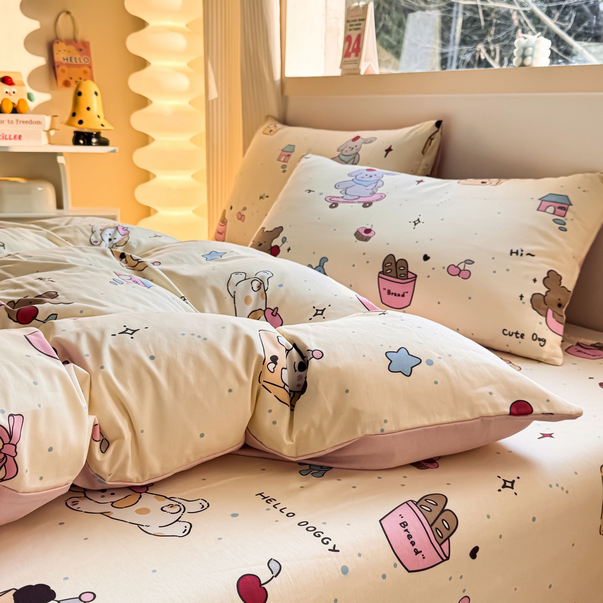 91家纺网 家纺一手货源 找家纺 小蓝孩家纺 2026新款12868全棉纯棉印花四件套（联系商家可打折，尺寸可定制） 可爱颂