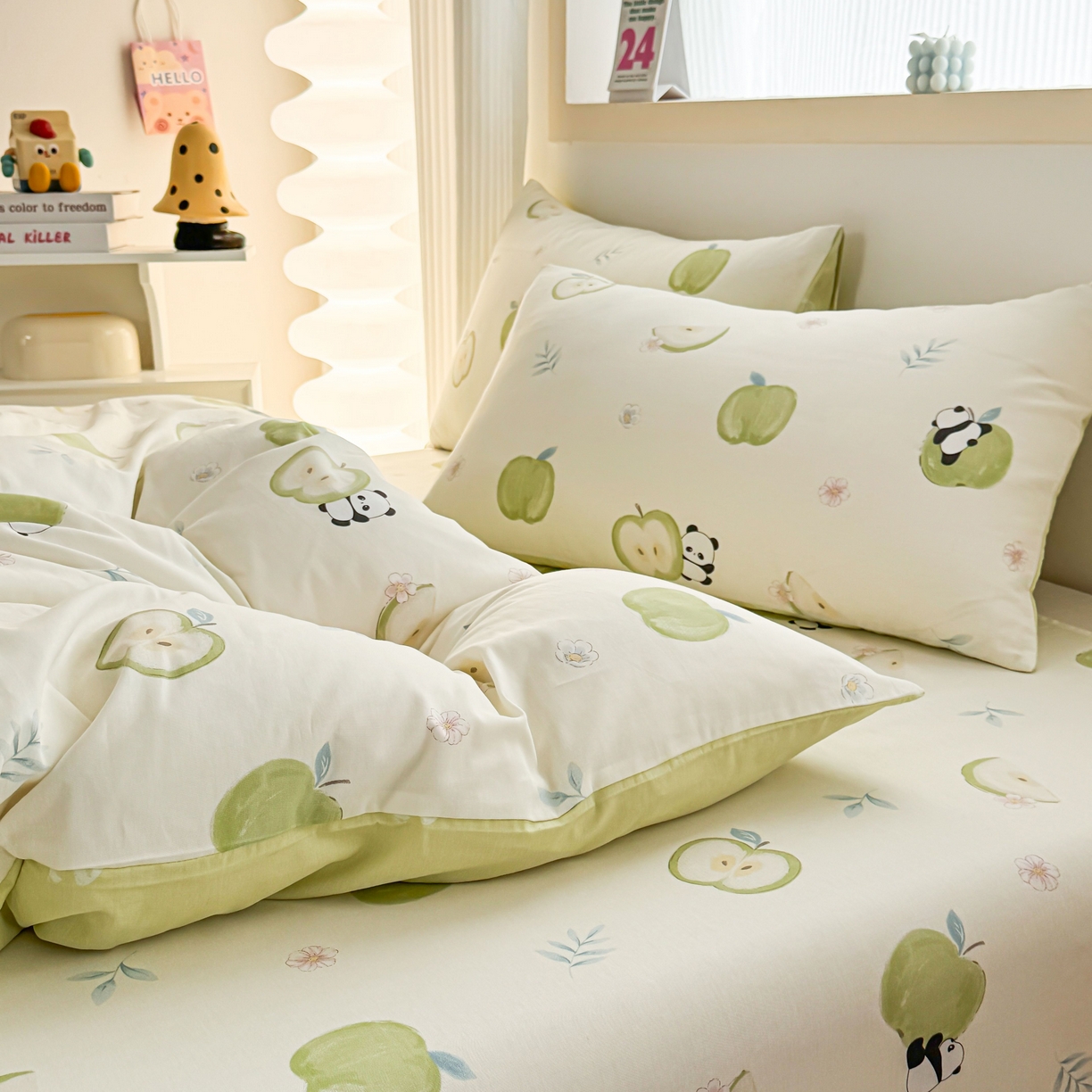 91家纺网 家纺一手货源 找家纺 小蓝孩家纺 2026新款12868全棉纯棉印花四件套（联系商家可打折，尺寸可定制） 果味小森林
