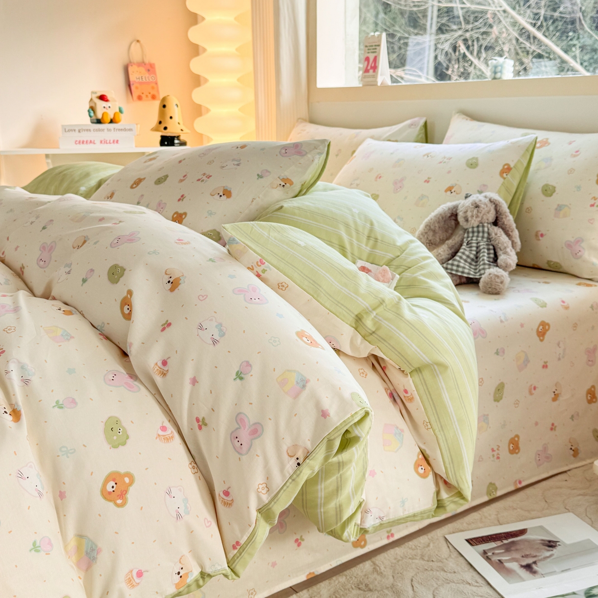 91家纺网 家纺一手货源 找家纺 小蓝孩家纺 2026新款12868全棉纯棉印花四件套（联系商家可打折，尺寸可定制） 假日小狗