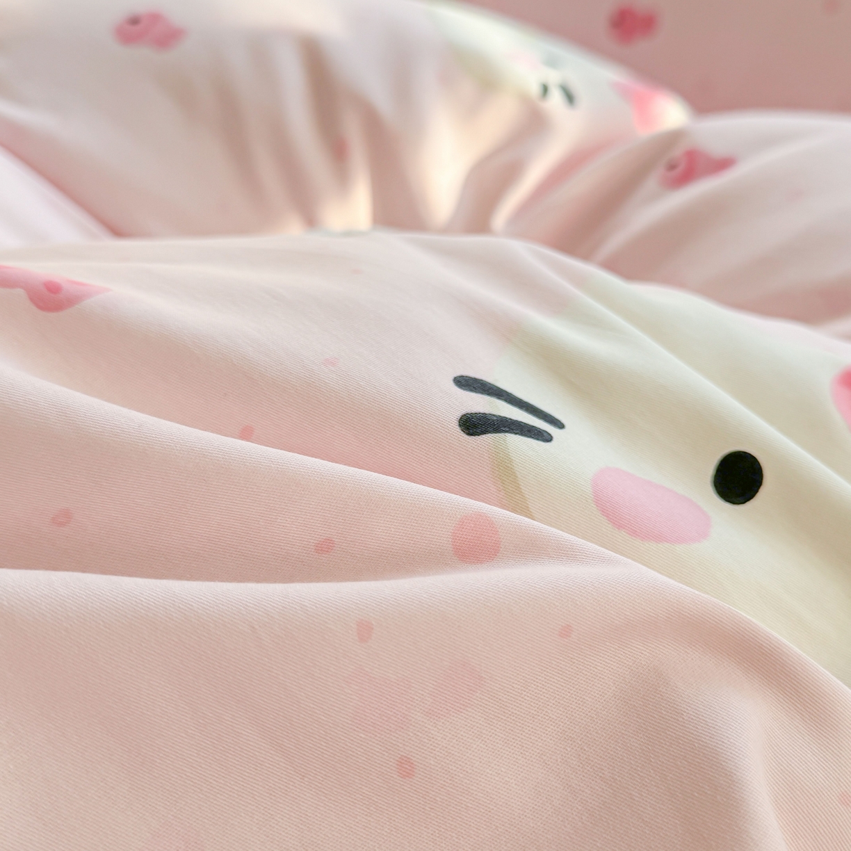 91家纺网 家纺一手货源 找家纺 小蓝孩家纺 2026新款12868全棉纯棉印花四件套（联系商家可打折，尺寸可定制） 甜心猫咪