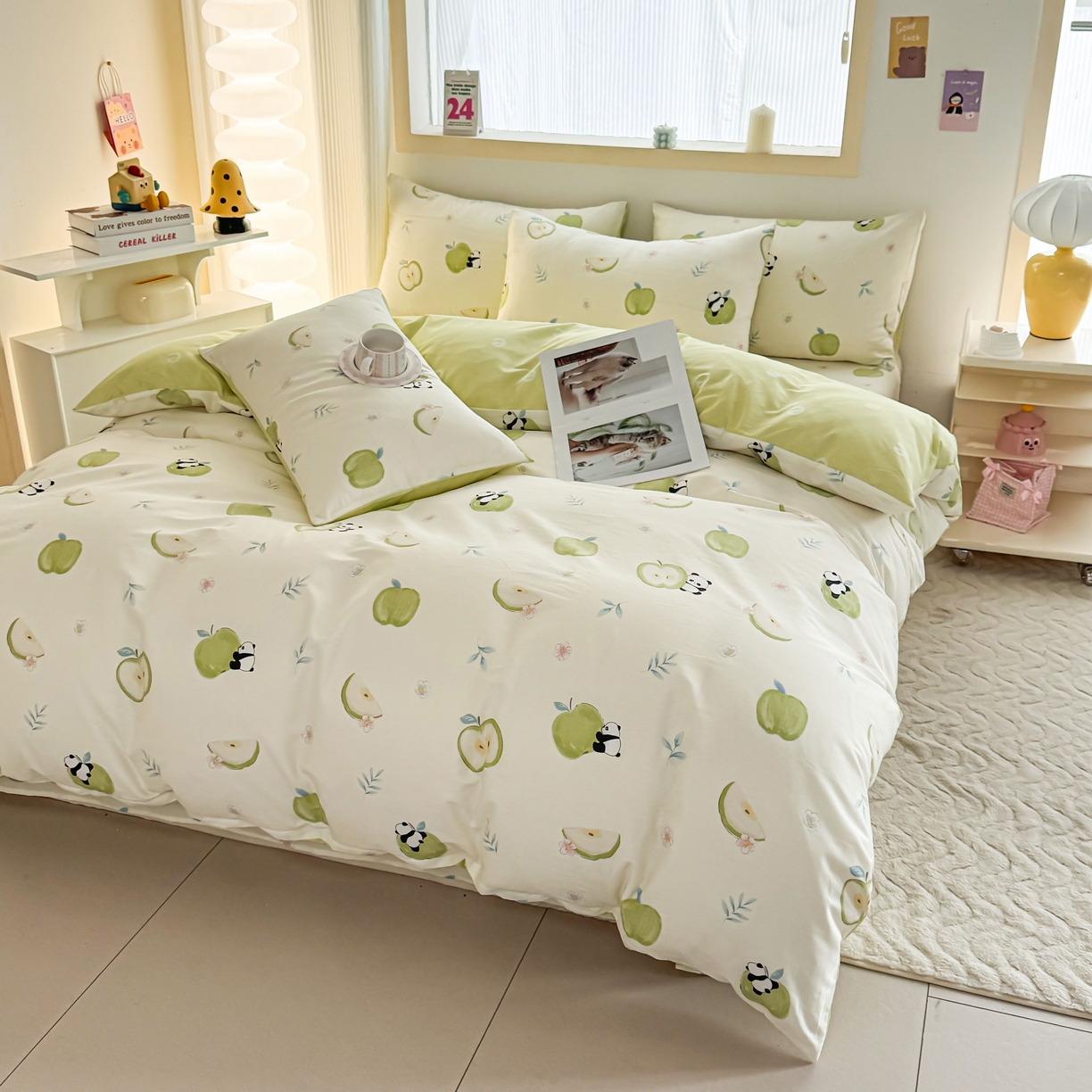 91家纺网 家纺一手货源 找家纺 小蓝孩家纺 2026新款12868全棉纯棉印花四件套（联系商家可打折，尺寸可定制） 果味小森林