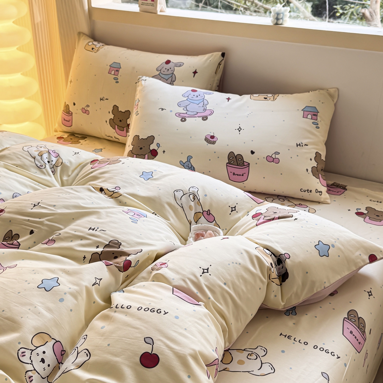 91家纺网 家纺一手货源 找家纺 小蓝孩家纺 2026新款12868全棉纯棉印花四件套（联系商家可打折，尺寸可定制） 可爱颂