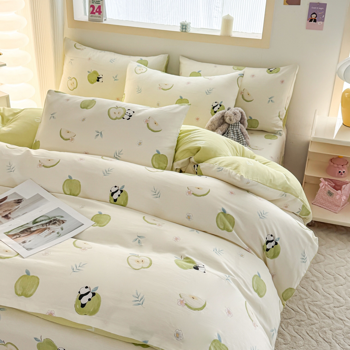 91家纺网 家纺一手货源 找家纺 小蓝孩家纺 2026新款12868全棉纯棉印花四件套（联系商家可打折，尺寸可定制） 果味小森林