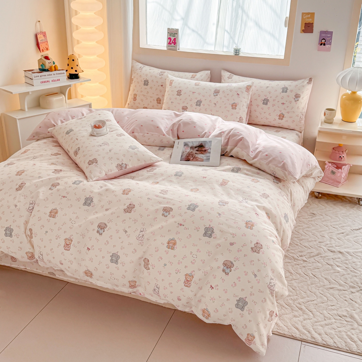 91家纺网 家纺一手货源 找家纺 小蓝孩家纺 2026新款12868全棉纯棉印花四件套（联系商家可打折，尺寸可定制） 奶酪幼儿园