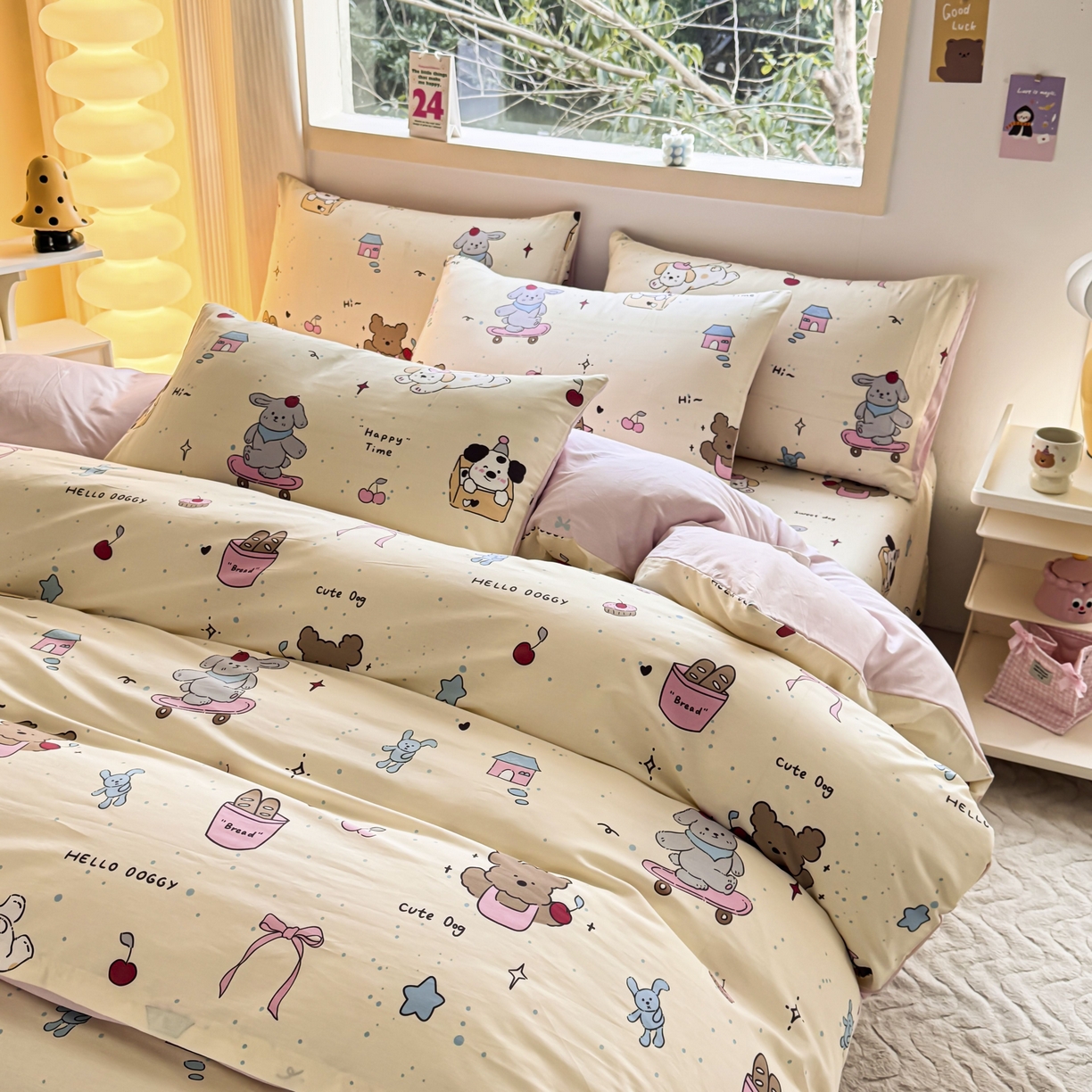 91家纺网 家纺一手货源 找家纺 小蓝孩家纺 2026新款12868全棉纯棉印花四件套（联系商家可打折，尺寸可定制） 可爱颂