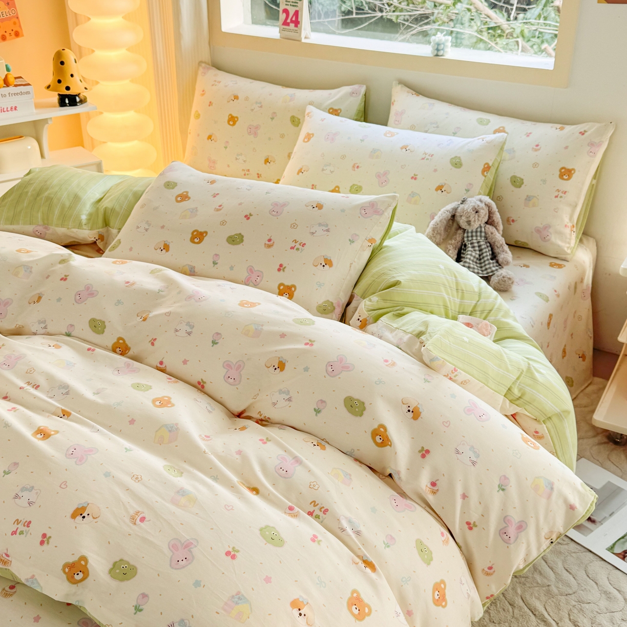 91家纺网 家纺一手货源 找家纺 小蓝孩家纺 2026新款12868全棉纯棉印花四件套（联系商家可打折，尺寸可定制） 假日小狗